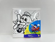 Холст с красками 15х15 см. Разноцветный самолётик (арт. ХК-0432)