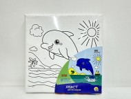 Холст с красками 15х15 см. Весёлый дельфин (арт. Х-5153)